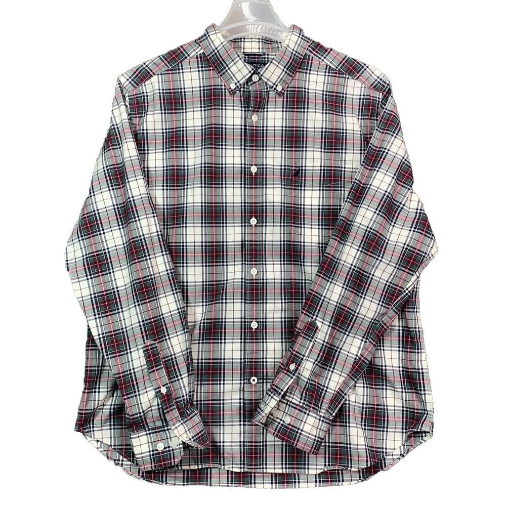 Nautica Mens Classic Fit Long Sleeve Plaid Button Down Shirt Multicolor XL
